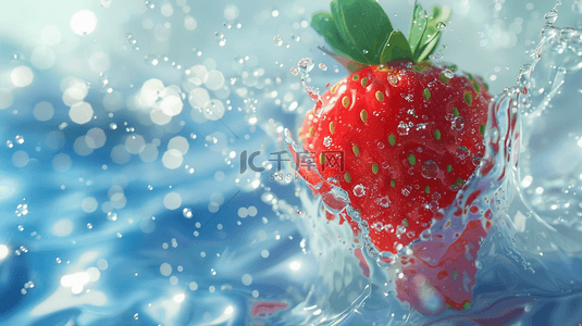 晶莹水珠水洗新鲜草莓的背景14