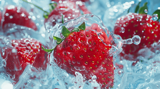 草莓水果背景背景图片_晶莹水珠水洗新鲜草莓的背景56