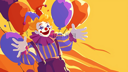 愚人节背景图片_狂欢愚人节快乐小丑和气球素材