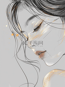 妇女节女神节发光闪亮的线描女孩图片