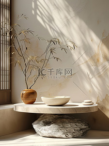 天然竹子岩石产品展台图片