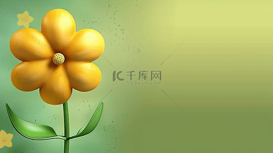 膨胀风清新春天一朵黄色的迎春花背景素材