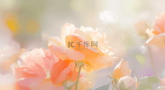妇女节背景背景图片_春天朦胧虚化月季花影光影设计