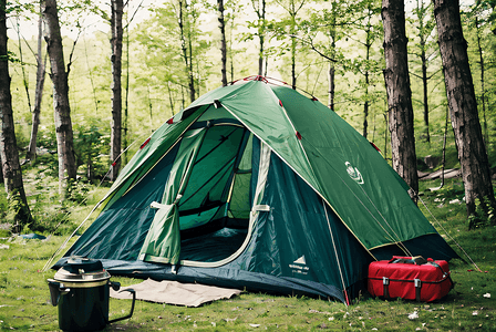春天室外帐篷露营摄影图5