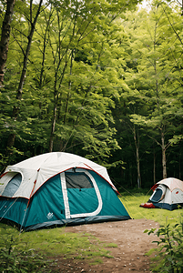 春季室外露营搭建帐篷摄影图2