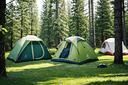 春天室外帐篷露营摄影图4