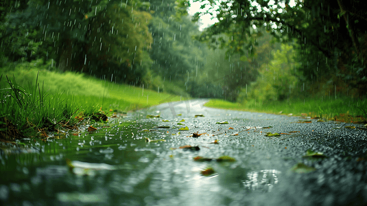 雨天杭州摄影照片_下雨天的路面摄影58