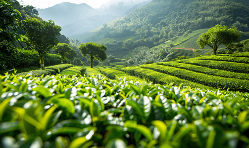 西双版纳摄影照片_云南普洱茶叶种植园