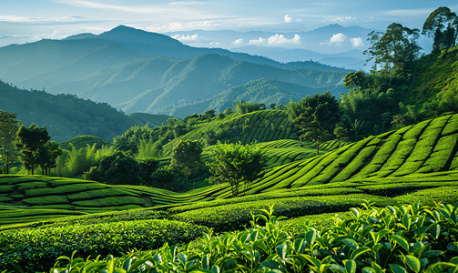 安康山，清迈，泰国的茶园