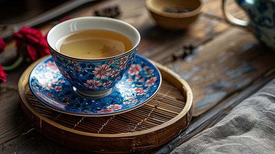 中式青花瓷茶碗的摄影28照片