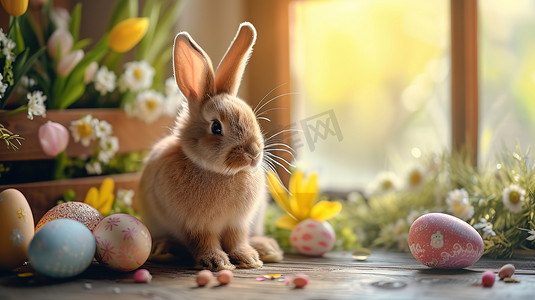 2清新摄影照片_复活节彩蛋兔子的摄影2图片