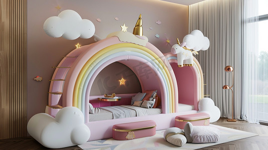 时尚卡通儿童房床装饰的摄影9高清图片