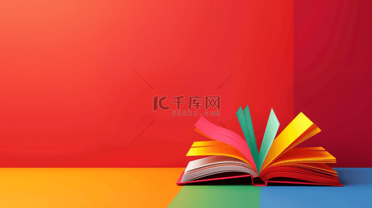 彩色平面设计抽象书本女孩的背景9