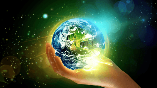 保护地球世界地球日绿色地球手捧地球背景