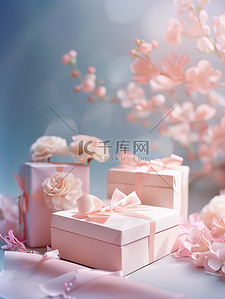 鲜花设计背景图片_粉红色的礼盒鲜花设计