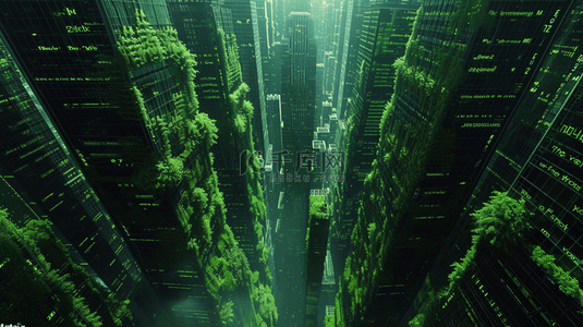 绿色城市建筑线条光效背景6