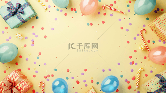 儿童节气球彩带惊喜礼物的背景18