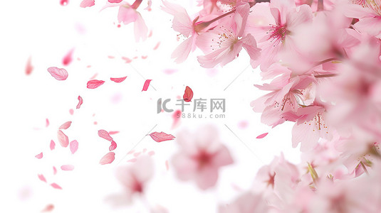 花瓣背景图片_春天的樱花空中飞舞背景图片
