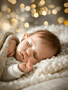 小清新日系风格摄影照片_新出生的婴儿的睡眠