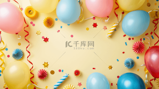 儿童节背景图片_儿童节气球彩带惊喜礼物的背景14