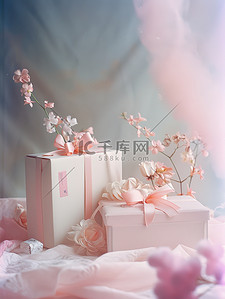 粉红色的礼盒鲜花设计