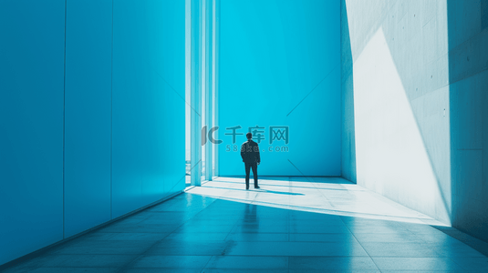 公司背景图片_蓝色场景公司大厅走廊人们走路的背景10