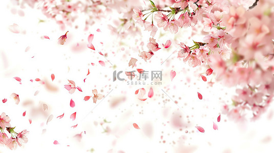 春天的樱花空中飞舞背景图片