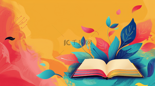 彩色平面设计抽象书本女孩的背景13
