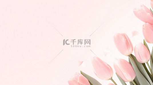 粉红色郁金香花框架设计图