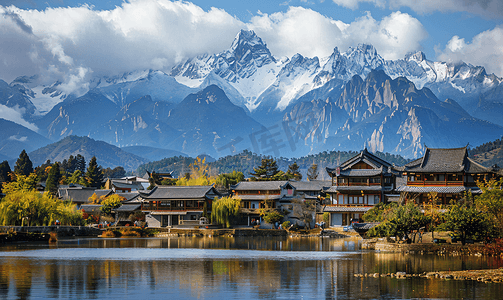 中国风新式摄影照片_玉龙雪山的壮丽景色丽江中国