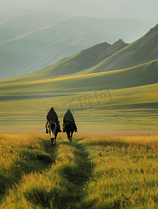 新疆克拉玛依草原上的摄影人