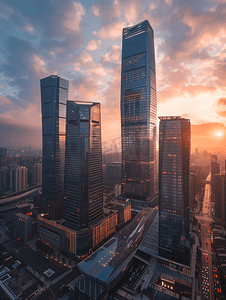夕阳下的北京国贸cbd