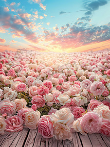 浪漫的粉色玫瑰花春天摄影图