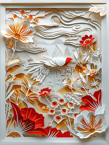 春节背景图片_剪纸窗花传统文化