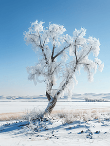 内蒙古冬季树挂雪景