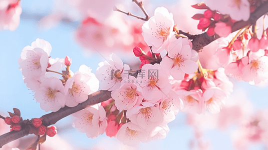 唯美粉色花朵背景背景图片_樱花季春季旅游唯美梦幻樱花背景