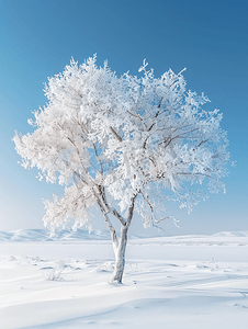 内蒙古冬季树挂雪景