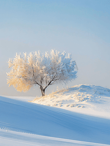 内蒙古冬季树挂雪景