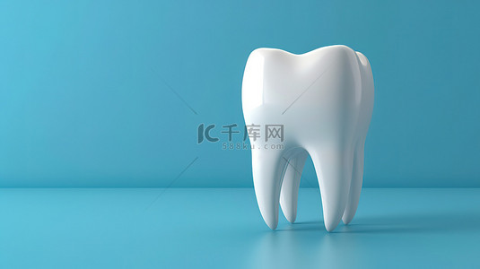 健康背景图片_蓝色背景上的3d牙齿