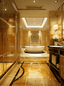 浴室玻璃摄影照片_高级酒店洗手间
