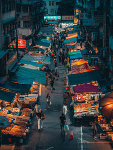 城市夜市摄影照片_热闹的夜市摆地摊