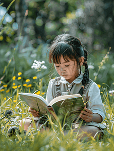 下课铃声摄影照片_小学生户外阅读