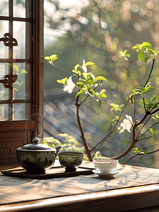 暗纹国风摄影照片_茶叶茶具茶室茶馆