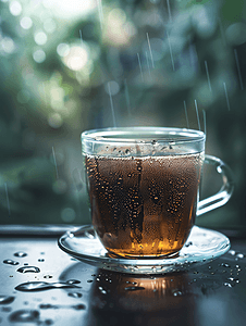 雨天水珠玻璃咖啡杯