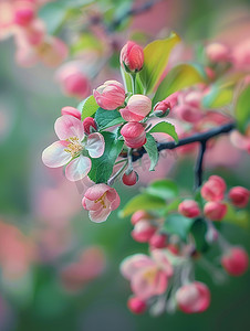 局部摄影图写真春天花朵桃花