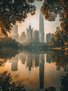 城市高楼黄昏摄影照片_广州城市分时摄影