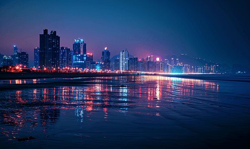 深圳福田区海岸线城市风光夜景