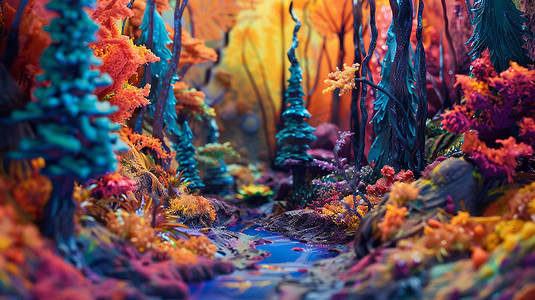 奇幻森林丛林模型立体描绘摄影照片3d