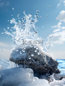 大海背景图片_飞溅的水石头波浪素材