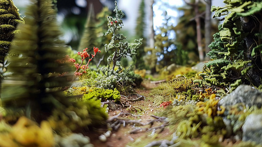 立体3d模型摄影照片_山林林间小路模型立体描绘摄影照片3d